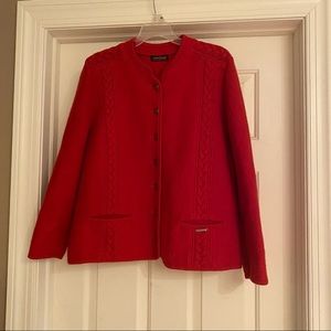 Beautiful Loden Plankl sweater jacket with braid detail